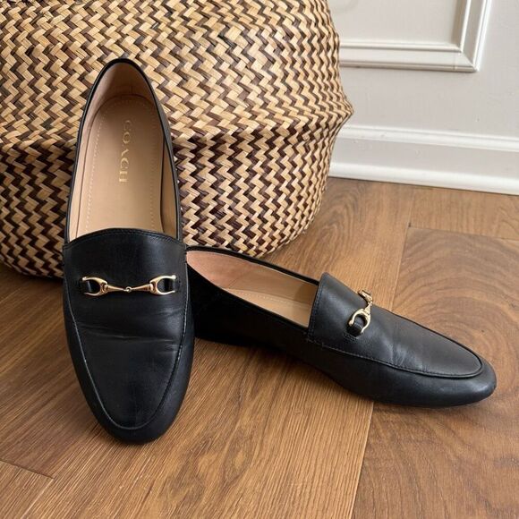 Coach Haley Leather Horsebit Loafer Black Gold Tone 10 - Picture 1 of 9